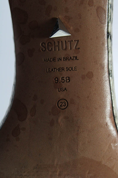 Schutz Womens Open Toe Snakeskin Print Leather Sole Beige Pumps Size 9.5