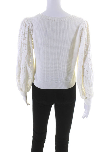 A.L.C. Women's Cuff Long Sleeve Knit Sweater Top White Size Medium