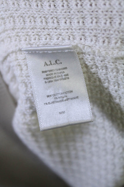 A.L.C. Women's Cuff Long Sleeve Knit Sweater Top White Size Medium