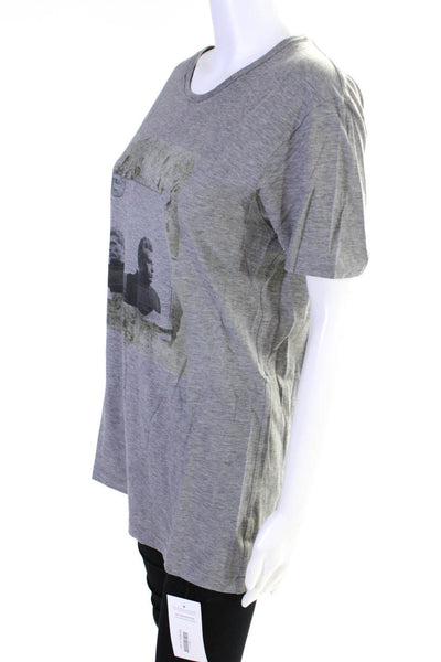 Dolce & Gabbana Womens Scoop Neck Graphic Short Sleeve Tee Shirt Gray Size 46