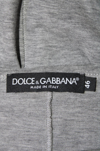 Dolce & Gabbana Womens Scoop Neck Graphic Short Sleeve Tee Shirt Gray Size 46