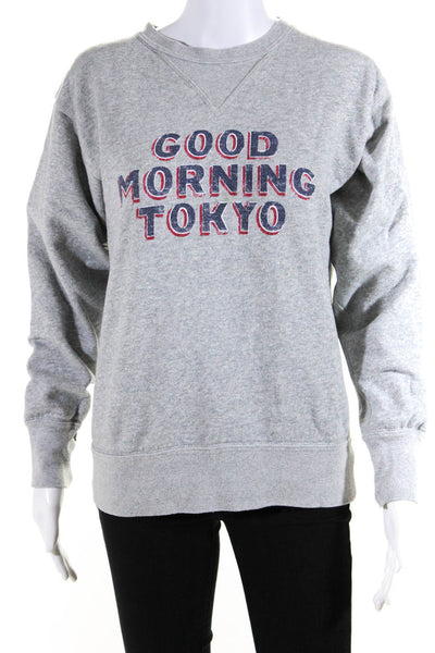 Etoile Isabel Marant Womens Crew Neck Good Morning Tokyo Sweatshirt Gray FR 36