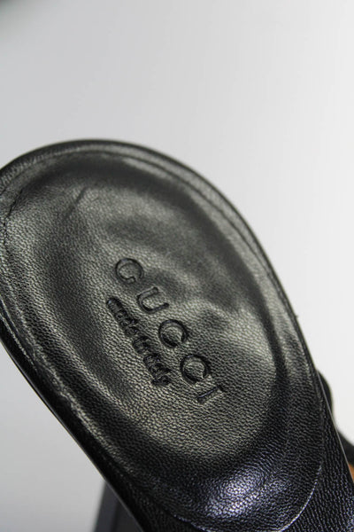 Gucci Womens Brown/Black Criss Cross Strap Heel Sandals Shoes Size 10C