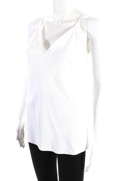 Frame Womens Spaghetti Strap V  Neck Tank Top White Size Small