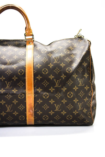 Louis Vuitton Womens Monogram Canvas Keepall 55 Large Travel Handbag Beige