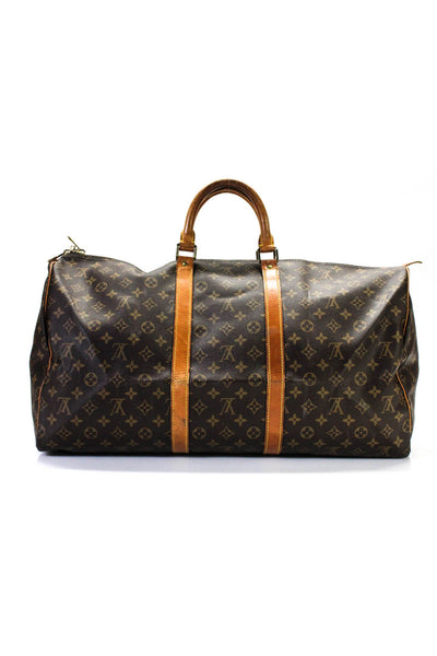 Louis Vuitton Womens Monogram Canvas Keepall 55 Large Travel Handbag Beige