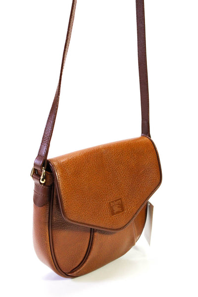 Burberry Womens Textured Leather Snap Closure Shoulder Bag Brown