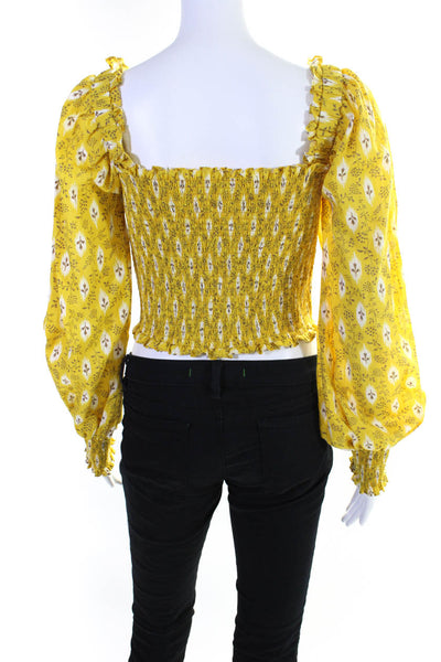Veronica Beard Women's Emerie Top - Sun Multi Square Cropped Top Yellow Size 2