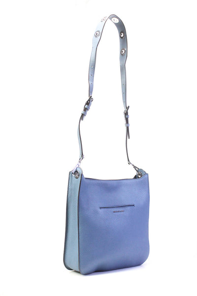 Michael Michael Kors Womens Pebbled Leather Turnlock Shoulder Bag Handbag Blue