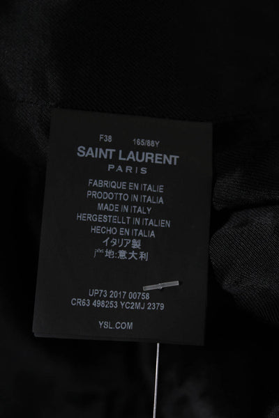 Saint Laurent Womens Leather Cropped Jacket Black Size EUR 38