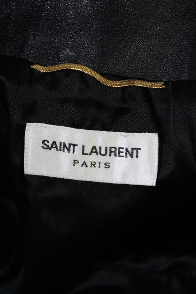 Saint Laurent Womens Leather Cropped Jacket Black Size EUR 38