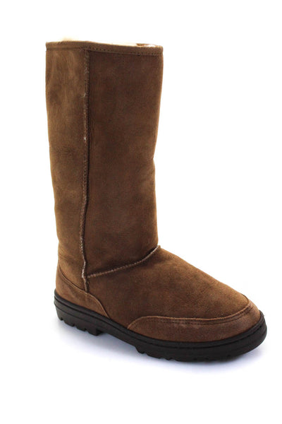 UGG Australia Womens Round Toe Suede Embroidered Knee High Boots Brown Size 8