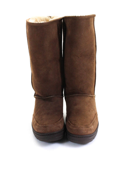 UGG Australia Womens Round Toe Suede Embroidered Knee High Boots Brown Size 8