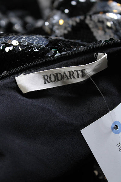Rodarte Womens Sequined Check Drop Waist Dress Black Silver Size 6