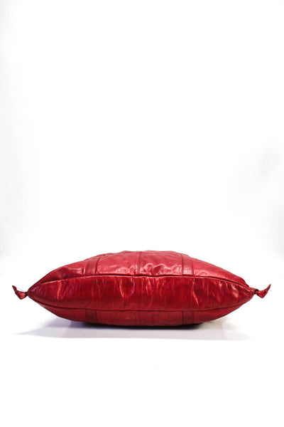 Golden Bleu Womens Zip Top Solid Four Pocket Leather Tote Handbag Red