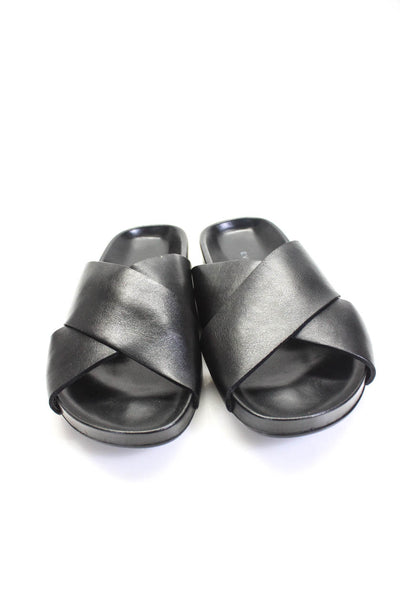 Everlane Womens The Contoured Cross Over Sandals Black Size 6