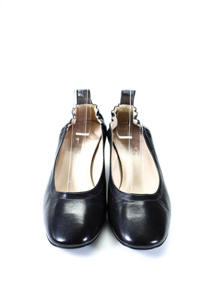 Everlane Womens The Heeled Leather Ballet Pumps Black Size 5