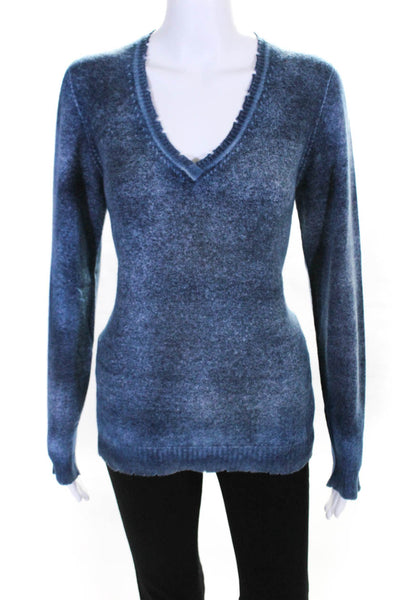 Anatomie Womens Cashmere Long Sleeve V Neck Sweater Navy Blue Size Medium