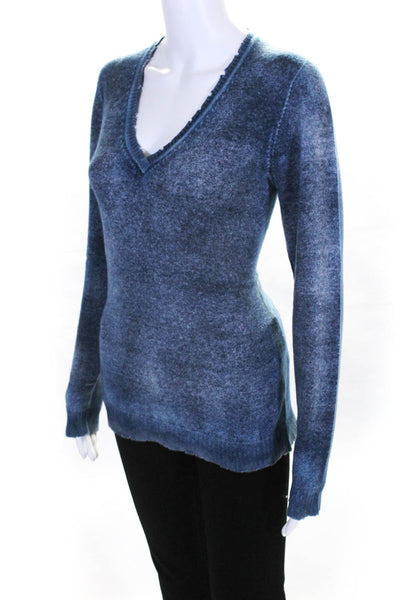 Anatomie Womens Cashmere Long Sleeve V Neck Sweater Navy Blue Size Medium