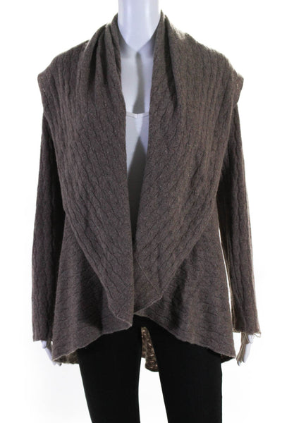 Cynthia Rowley Womens Cashmere Knit Brown Open Front Cardigan Sweater Size M