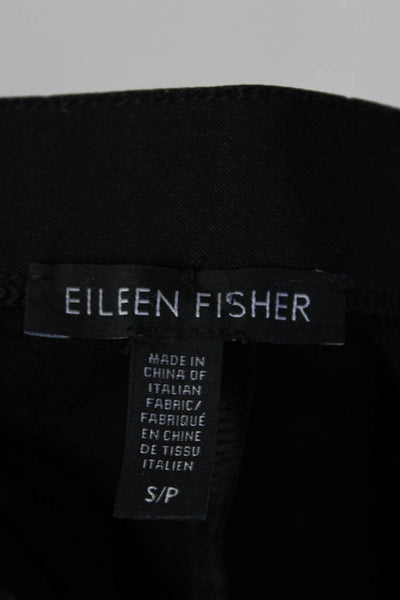 Eileen Fisher Womens Leather High Rise Skinny Leg Pants Black Size Small