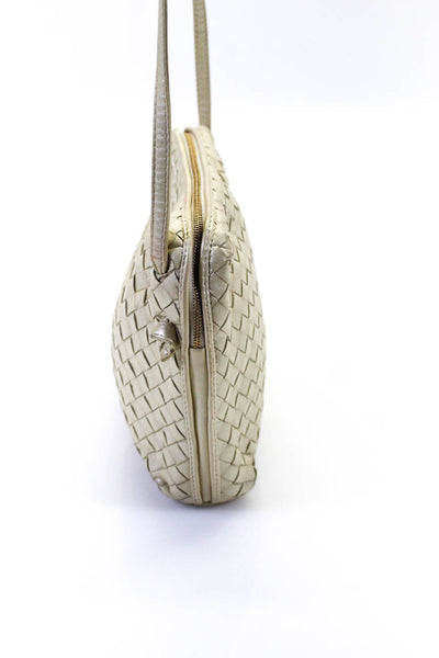 Bottega Veneta Womens Intrecciato Crossbody Handbag Pearlized Ivory