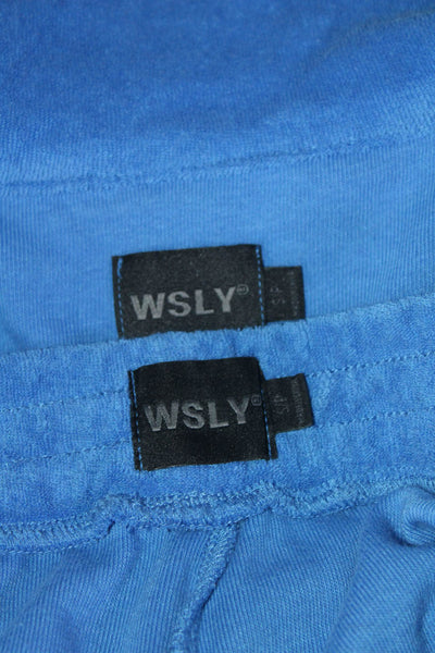 WSLY Women's Cotton Blend Terry Shorts Shirt  Blue Size S Lot 2