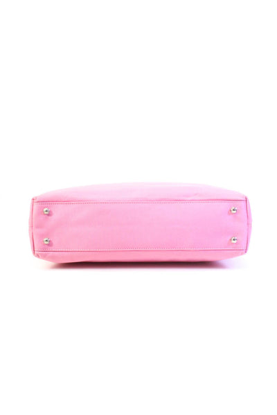 Kate Spade New York Womens Double Handle Logo Tote Handbag Pink Black Canvas
