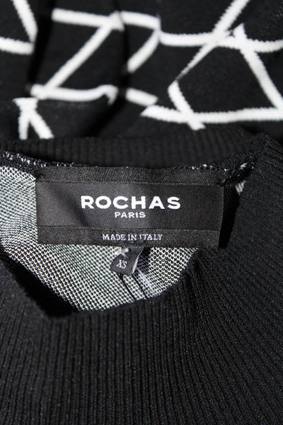 Rochas Women's Crew Neck Sweater Ruffle Hem Black Size XS