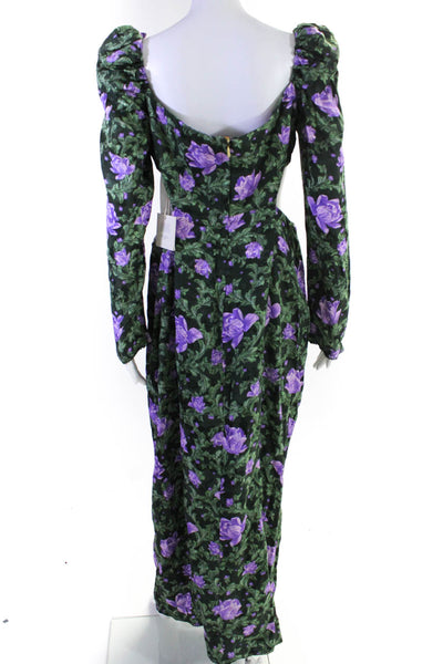 Agua Bendita Womens Long Sleeve Cutout Off The Shoulder Dress Green Purple Size