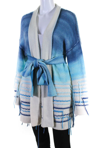 Canessa Women's Open Water Ombre Belted Cardigan Blue Size 2