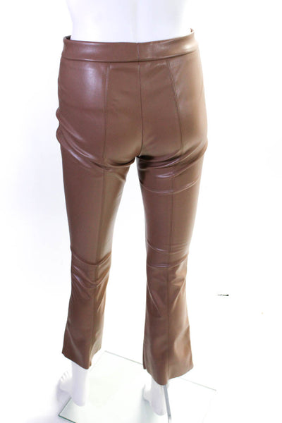 QL2 Women's Vegan Leather Straight Leg Pants Light Brown Size 38