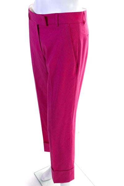 QL2 Women's Monet Straight Leg Pants Trousers Fuxia/Pink Size 40