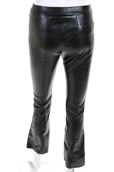 QL2 Women's Leather Mid Rise Cropped Pants Trousers Black Size 38