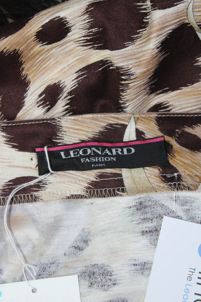 Leonard Womens Floral Cheetah Print Tank Brown Size LL