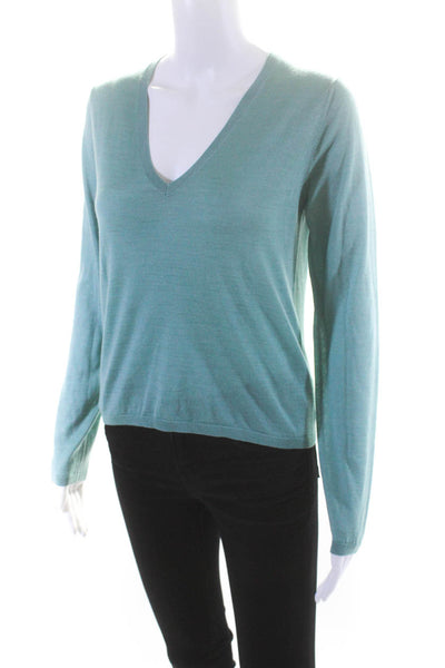 Nobili Womens Giulia Long Sleeve V Neck Sweater Sea Green Size Large