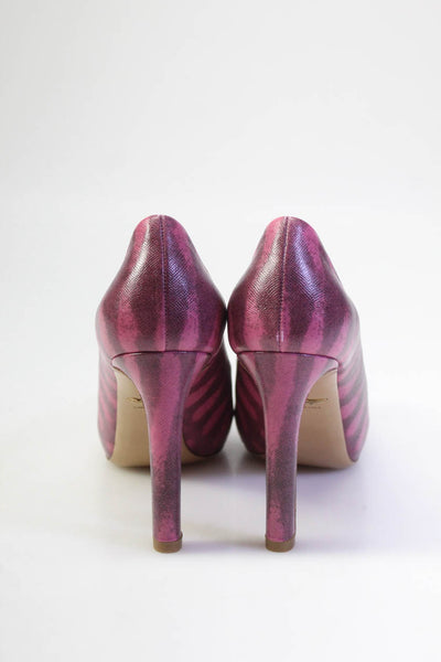 Salvatore Ferragamo Women's Textured Printed Leather Pumps Pink Size 5 C