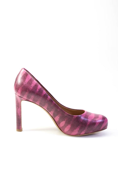 Salvatore Ferragamo Women's Textured Printed Leather Pumps Pink Size 5 C