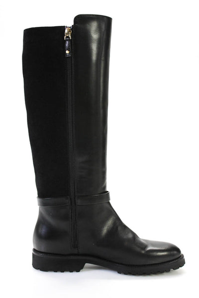 Longchamp Womens Leather Buckle Knee High Boots Black Size 7