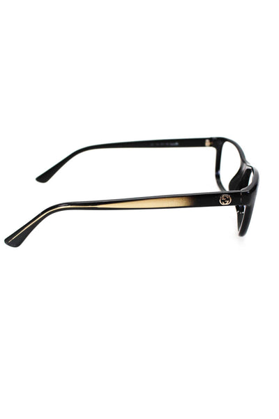 Gucci Unisex Metallic GG Rectangular Eyeglass Frames Black Plastic