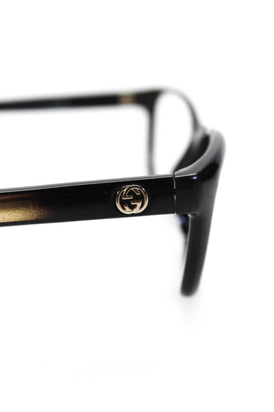 Gucci Unisex Metallic GG Rectangular Eyeglass Frames Black Plastic