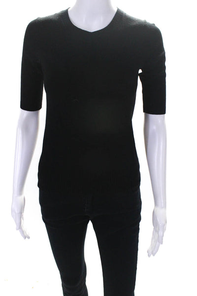 Theory Women's Quarter Sleeve Crew Neck Sweater Top Black Size XS