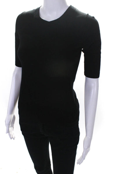 Theory Women's Quarter Sleeve Crew Neck Sweater Top Black Size XS