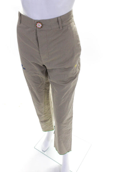 Mira Mikati Women's Khaki Embroidered Pants Khaki Size 36 With Tags