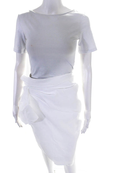 Dice Kayek Women's Knee Length Ruffle Accent Zip Skirt White Size 40 With Tags