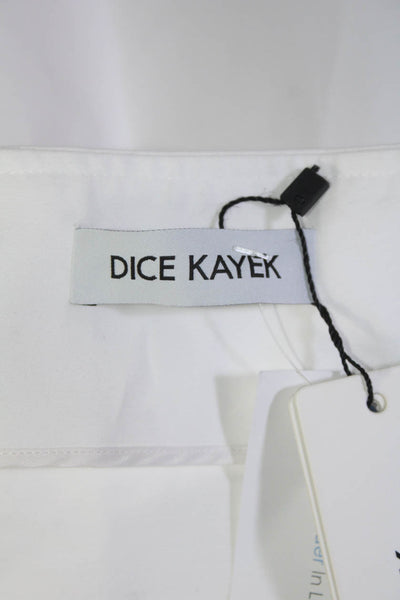 Dice Kayek Women's Knee Length Ruffle Accent Zip Skirt White Size 40 With Tags