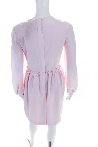 Dice Kayek Women's Long Sleeve With Rhinestone Beaded Flower Dress Pink Size 36