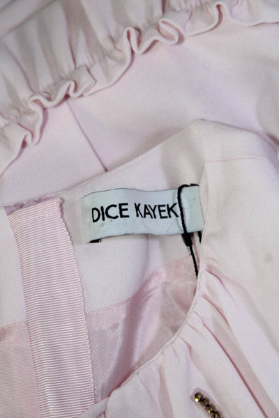 Dice Kayek Women's Long Sleeve Knee Length Beaded Rhinestone Dress Pink 40 Tags