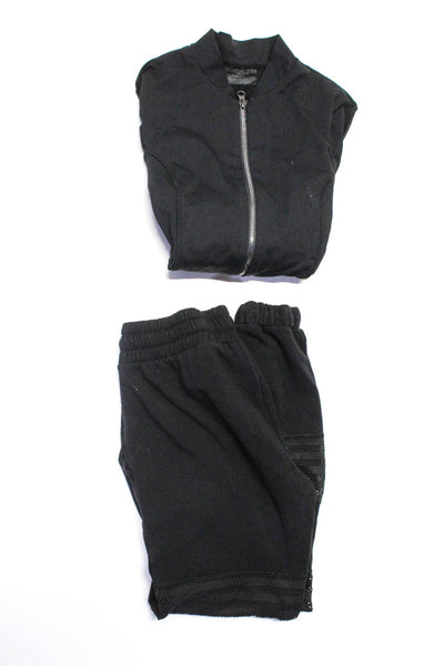 Alo Womens Long Sleeve Zip Up Collared 1 Pocket Mesh Black Jacket Size XS Lot 2