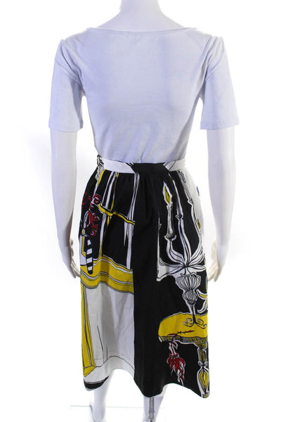 Rochas Women's A Line Long Skirt With Graphic Face Print Size Black White Size 4